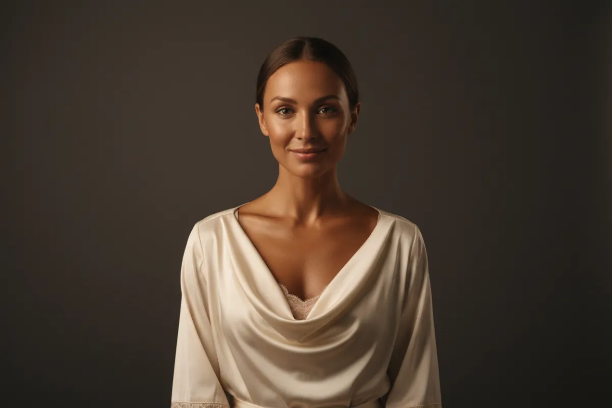 Woman displaying a spray tan